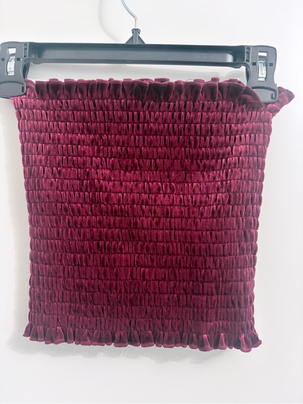 Forever 21 Burgundy Smocked Velvet Mini Skirt
